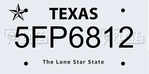5FP6812 Texas License Plate