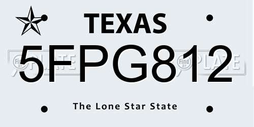5FPG812 Texas License Plate