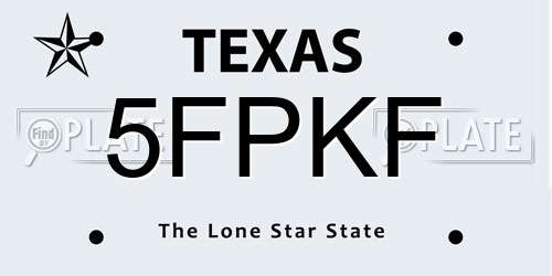 5FPKF Texas License Plate