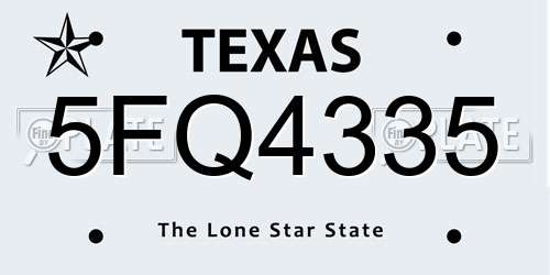 5FQ4335 Texas License Plate