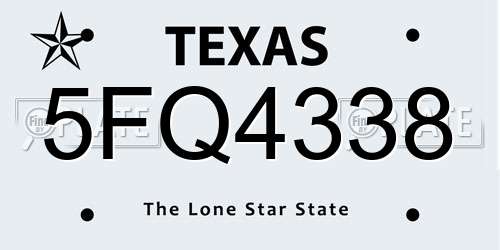 5FQ4338 Texas License Plate