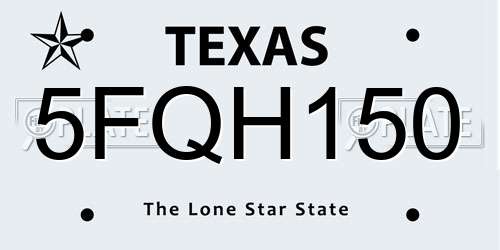 5FQH150 Texas License Plate