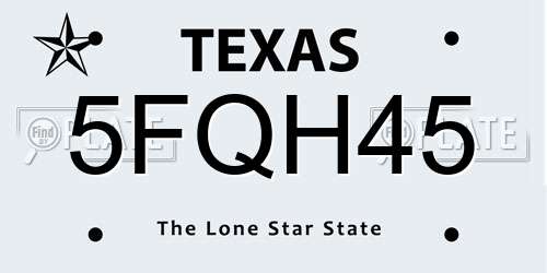 5FQH45 Texas License Plate
