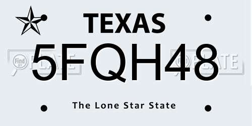 5FQH48 Texas License Plate