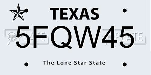 5FQW45 Texas License Plate