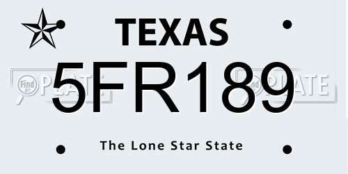 5FR189 Texas License Plate
