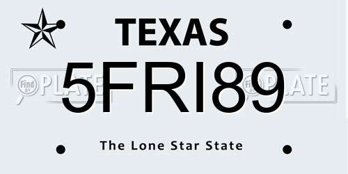 5FRI89 Texas License Plate