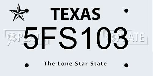 5FS103 Texas License Plate