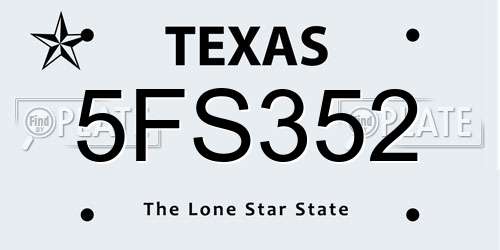 5FS352 Texas License Plate