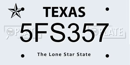 5FS357 Texas License Plate