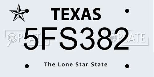 5FS382 Texas License Plate