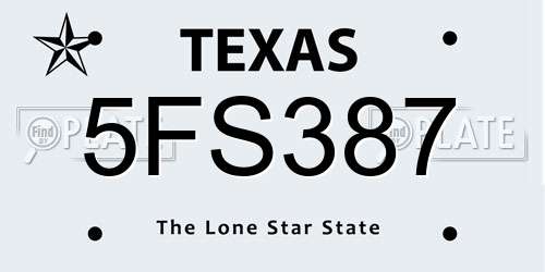 5FS387 Texas License Plate