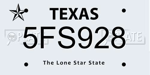 5FS928 Texas License Plate