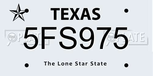 5FS975 Texas License Plate