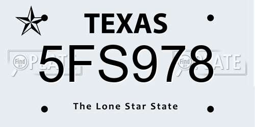 5FS978 Texas License Plate