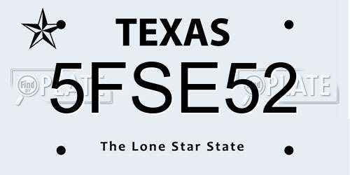5FSE52 Texas License Plate