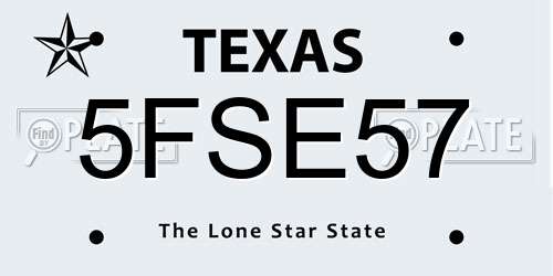 5FSE57 Texas License Plate