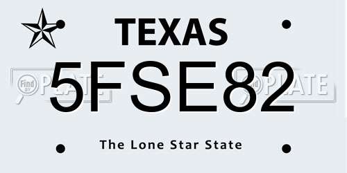 5FSE82 Texas License Plate