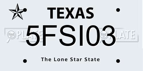 5FSI03 Texas License Plate
