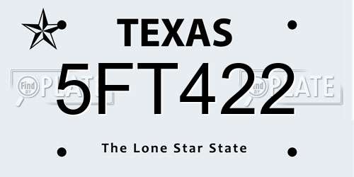 5FT422 Texas License Plate
