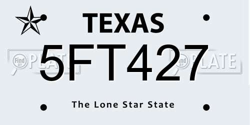 5FT427 Texas License Plate