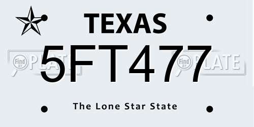 5FT477 Texas License Plate