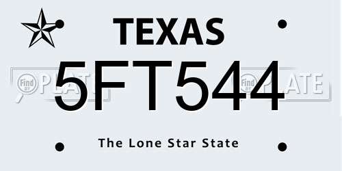 5FT544 Texas License Plate