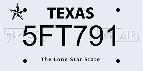 5FT791 Texas License Plate