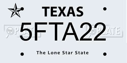 5FTA22 Texas License Plate