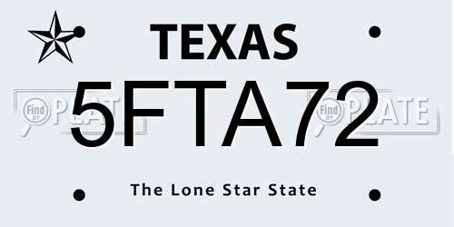 5FTA72 Texas License Plate