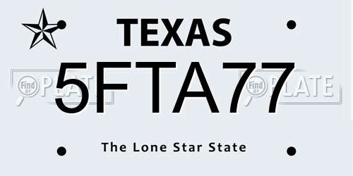 5FTA77 Texas License Plate