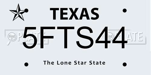 5FTS44 Texas License Plate