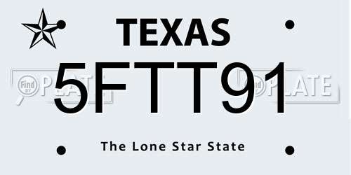 5FTT91 Texas License Plate