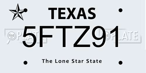 5FTZ91 Texas License Plate