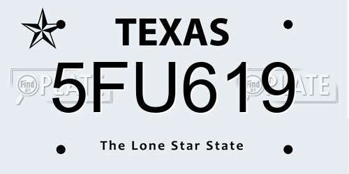 5FU619 Texas License Plate