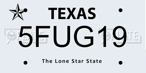 5FUG19 Texas License Plate
