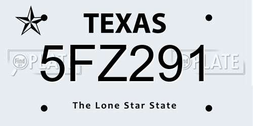 5FZ291 Texas License Plate