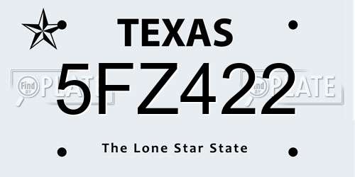 5FZ422 Texas License Plate