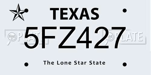 5FZ427 Texas License Plate