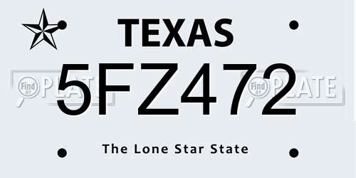 5FZ472 Texas License Plate