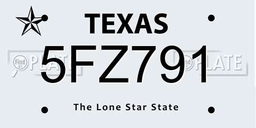 5FZ791 Texas License Plate