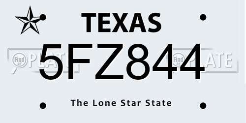 5FZ844 Texas License Plate