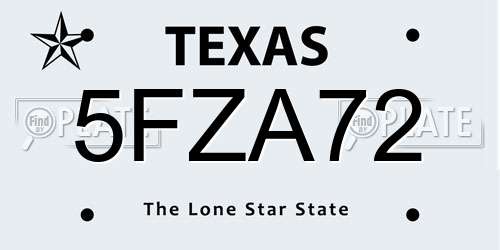 5FZA72 Texas License Plate