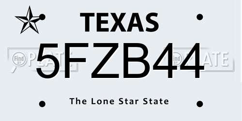 5FZB44 Texas License Plate