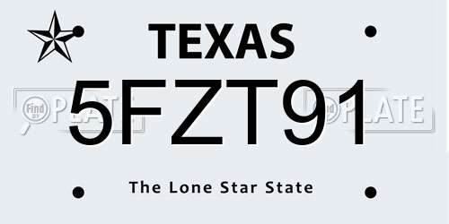 5FZT91 Texas License Plate