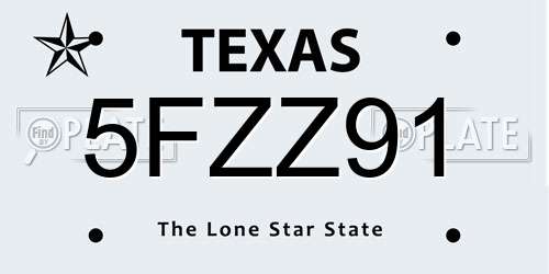 5FZZ91 Texas License Plate
