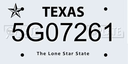 5G07261 Texas License Plate