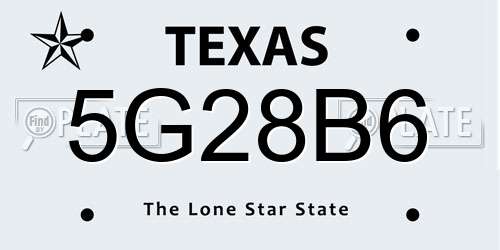 5G28B6 Texas License Plate
