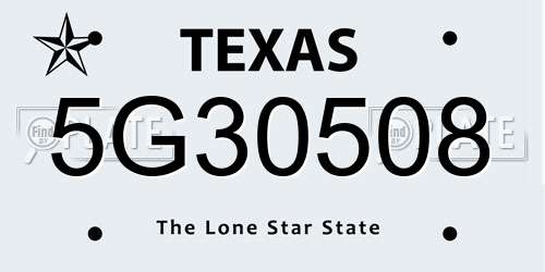 5G30508 Texas License Plate