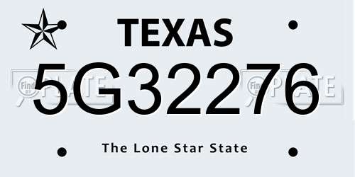 5G32276 Texas License Plate